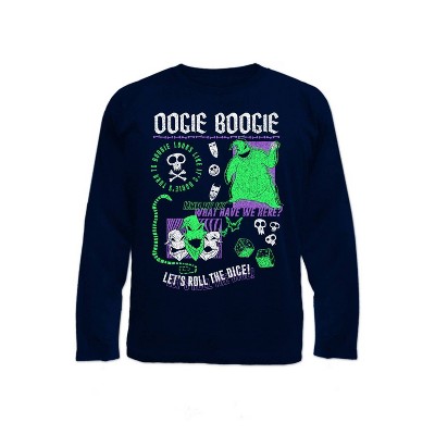 Boys' Disney The Nightmare Before Christmas Oogie Boogie Long Sleeve Graphic T-Shirt - Navy Blue
