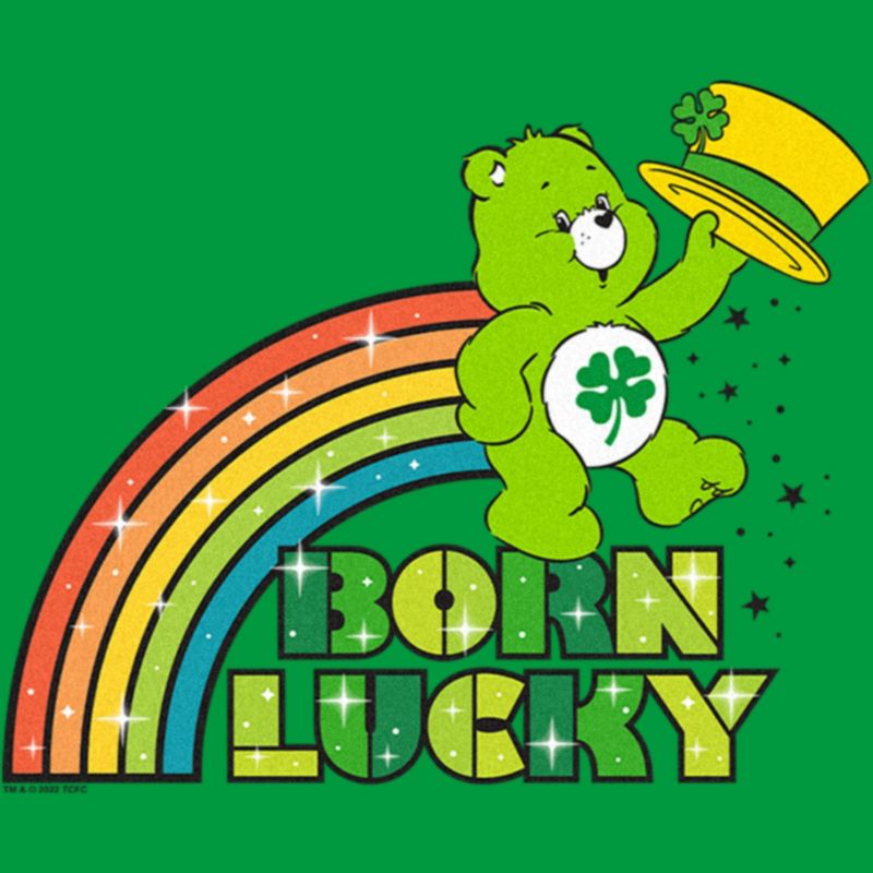 Junior's Women Care Bears St. Patrick's Day Good Luck Bear Born Lucky Rainbow T-Shirt, 2 of 5