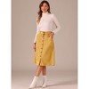 Allegra K Women's High Waist Solid Button Front A-Line Belted Corduroy Midi Skirt - 3 of 4