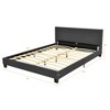 Costway Queen Upholstered Platform Bed Frame with Linen/PU Headboard Wood Slat Gray/Black - 3 of 4