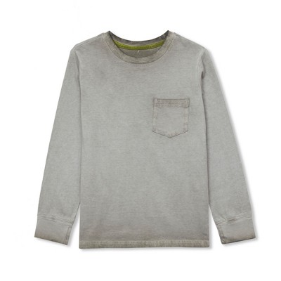 Lands' End Kids Long Sleeve Washed Pocket Shirt