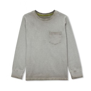 Lands' End Kids Long Sleeve Washed Pocket Shirt - 1 of 2