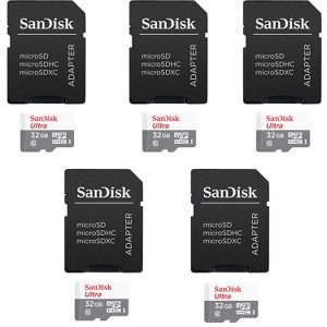 SanDisk 32GB Ultra UHS-I microSDHC Memory Card with SD Adapter - 5 Units - 1 of 4