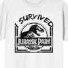 Jurassic Park Franchise Logo text I survived text on White Ground Adult Crew Neck Short Sleeve T-shirt - 2 of 4
