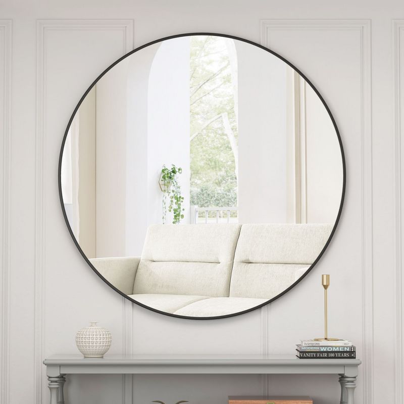 Colt 48" Circle Metal Frame Large Circle Wall Mounted Mirror -The Pop Home, 1 of 8