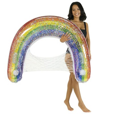 Poolcandy 48" Classic Rainbow Glitter Inflatable Jumbo Sun Chair Ultra ...