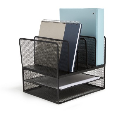 TRU RED 7 Compartment Wire Mesh File Organizer Matte Bk TR57537-CC