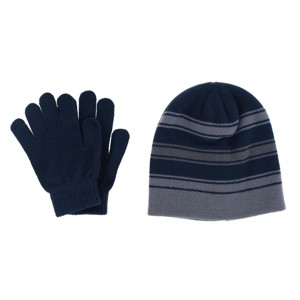 Grand Sierra Kids' 4-7 Striped 2-Piece Winter Beanie and Glove Set - 1 of 4