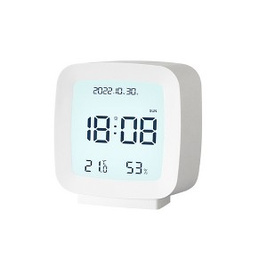 Digital Alarm Clock Time Date Display Electronic Temperature Humidity Monitor for Bedroom Home Bedside Office Decor - 1 of 4