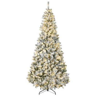TopComfy Christmas Tree Stand Prelit Snow Flocked Tree with Realistic Branches and Easy Assembly for Modern Holiday Decor, Green, 44.5"*44.5"*88.5"