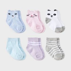 Toddler Girls' 6pk Critter Ankle Socks - Cat & Jack™ - 1 of 3