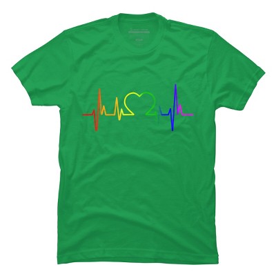Adult Design By Humans Pride Heartbeat Rainbow By LuckyCharm99 T-Shirt