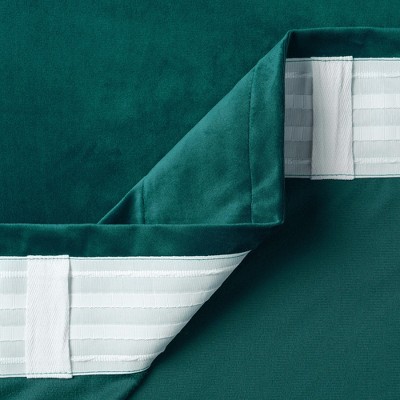 Teal Velvet Room Darkening Window Curtain Panels, 52 x 84 Inches