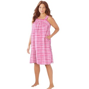Dreams & Co. Plus Size Print Sleeveless Square Neck Lounger - 1 of 4