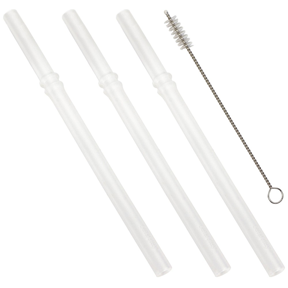 Photos - Glass Re-Play 3pk Silicone No Pull Out Straws with Brush