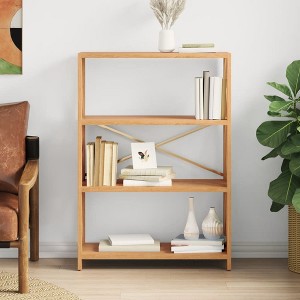 vidaXL 4-Tier Shelf 31.5 in.x11.8 in.x44.1 in. Solid Wood Oak - 1 of 4