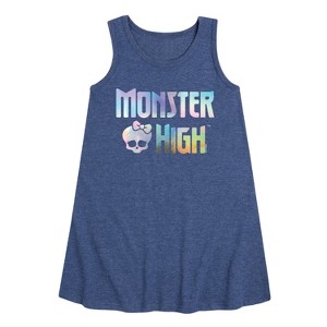 Girls' - Monster High - Holographic Logo Graphic Sleeveless Aline Dress - 1 of 4