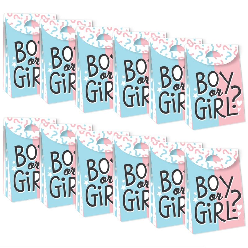 Big Dot of Happiness Baby Gender Reveal - Team Boy or Girl Gift Favor Bags - Party Goodie Boxes - Set of 12, 5 of 9