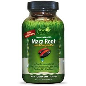 Irwin Naturals Herbal Supplements Concentrated Maca Root and Ashwagandha Softgel 75ct - 1 of 2