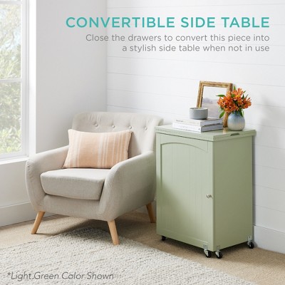 Light Blue MDF Sewing Machine Table with Craft Storage and Trays