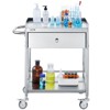 VEVOR Medical Cart, 2-Layer Stainless Steel Cart 220 lbs Weight Capacity, Lab Utility Cart with 360° Silent Wheels and a Drawer - 2 of 4