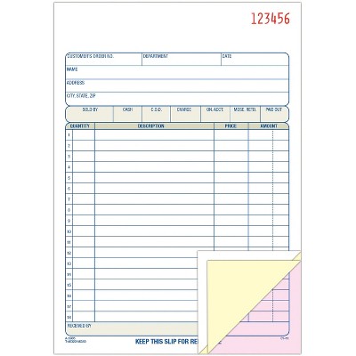 Adams Sales Order Book 3-Part 5-9/16"x8-7/16" 50/Book TC5805