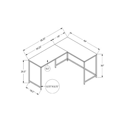 Gray L-Shaped Corner Computer Desk with Metal Base