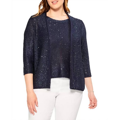 Women s Navy Sequin Cardigan Nic Zoe Target