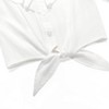 Girls Long Sleeve Ruffle Plaid Shirts Front Button Down Shirts for Girls Waist Knot Plaid Shirts,White - S - 4 of 4