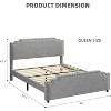Velvet Upholstered Platform Bed with Riveted Headboard and Sturdy Woodslat Support. No Box Spring Required, Easy to Assemble - 2 of 4
