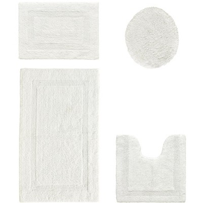 Lux Premium 100% Cotton Tufted Solid Reversible 4 Piece Bath Rug Set – Ultra-Soft, Water-Absorbent, Durable, Machine Washable Bathroom Rug