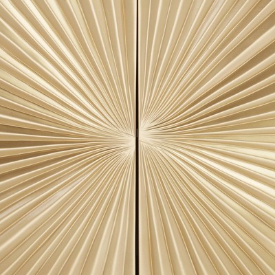 White and Gold Starburst 35" 2-Door Cabinet with Adjustable Shelving