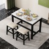 CAVINAS Dining Table Set Modern Faux Marble Versatile Bar Table Set with Storage Drawers and Padded Stools for Dining Room - 2 of 4