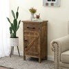 LuxenHome Rustic Wood 1-Drawer 1-Door End Table with Storage. Brown - 4 of 4