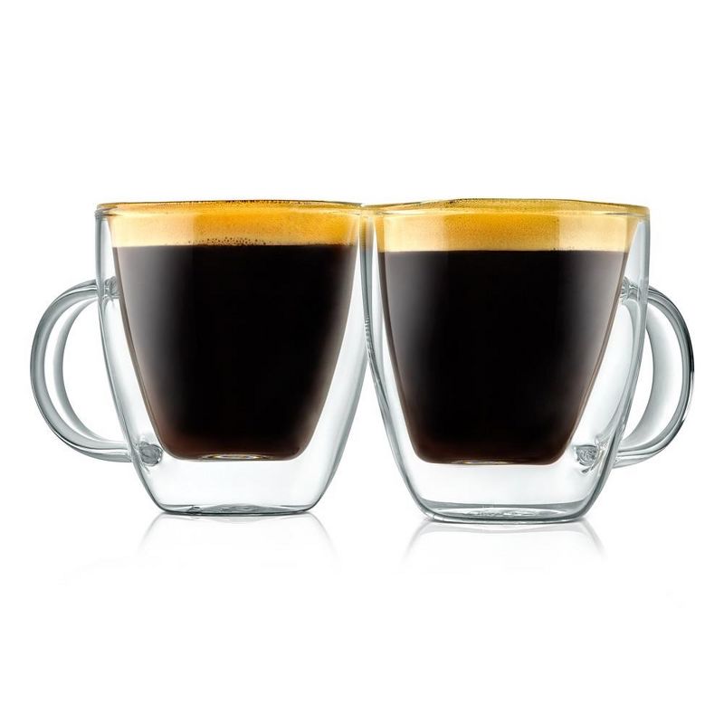 NutriChef 2 Pcs. of Clear Glass Coffee Mug - Elegant Clear Glasses with Convenient Handles, For Hot and Cold Drinks, 1 of 8