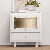 HDZNVF Wooden Nightstand with Rattan-Woven Storage Cabinet and 1 Drawer - 3 of 4