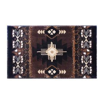 Emma and Oliver Olefin Accent Rug with Complementary Southwestern Pattern and Jute Backing