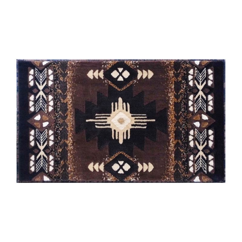 Emma and Oliver Olefin Accent Rug with Complementary Southwestern Pattern and Jute Backing, 1 of 7