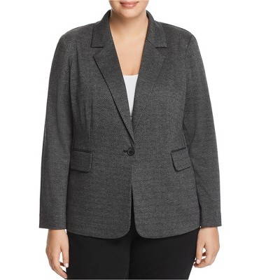 Vince Camuto Womens Melange Herringbone One Button Blazer Jacket