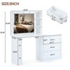 Infurnic Modern Vanity Tables Set with Adjustable Side Cabinet, with Hollywood Lights, Drawers and Shelves, for Bedroom, White, 55.2"*15.75"*55.28" - 2 of 4