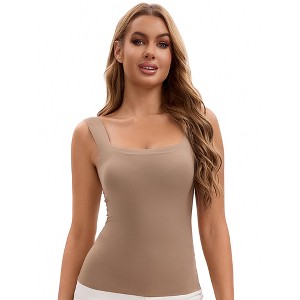 INSPIRE CHIC Women's U Back Tanks with Built-In Bra Silky No Show Basic Camisoles - 1 of 4