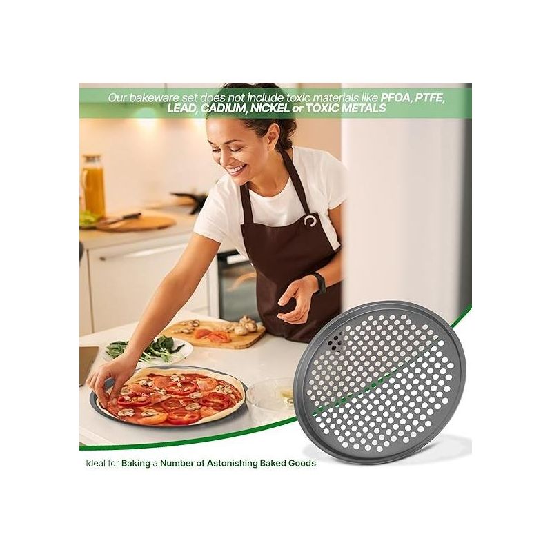 NutriChef Non-Stick Pizza Pan - Deluxe Nonstick Gray Coating Inside and Outside, 5 of 8