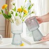 VECELO 3.94 in. Torch-shaped Ribbed Glass Decorative Flower Vase, Clear/Green/Gray - 4 of 4