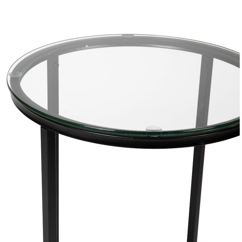 Flash Furniture Greenwich Collection End Table - Modern Clear Glass Accent Table with Crisscross Matte Black Frame, 6 of 12