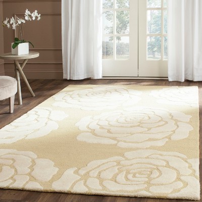 Handmade Light Gold and Ivory Tufted Wool Area Rug, 3' x 5'