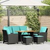 vidaXL 6 Piece Patio Sofa Set with Cushions - Black and Blue Wood - 2 of 4