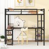 NicBex Full Size Bunk Bed with "L" Shape Desk Metal Frame Loft Bed with 2 Storage Shelves, Guardrails and Ladders, No Box Spring Required, Black - 2 of 4