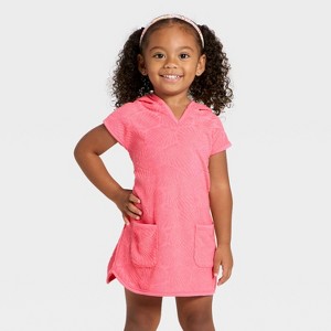 Toddler Girls' Seashell Embossed Swim Cover Up Dress - Cat & Jack™ Pink - 1 of 3
