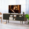 Costway Modern TV Stand/Console Cabinet 3 Shelves Storage Drawer Splayed Leg Wood/Black - 3 of 4