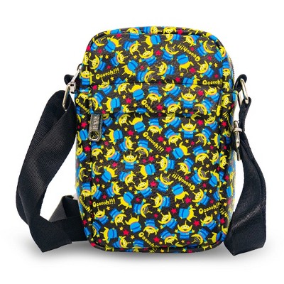 Crossbody Wallet - Toy Story Aliens and Stars Scattered Black Pink
